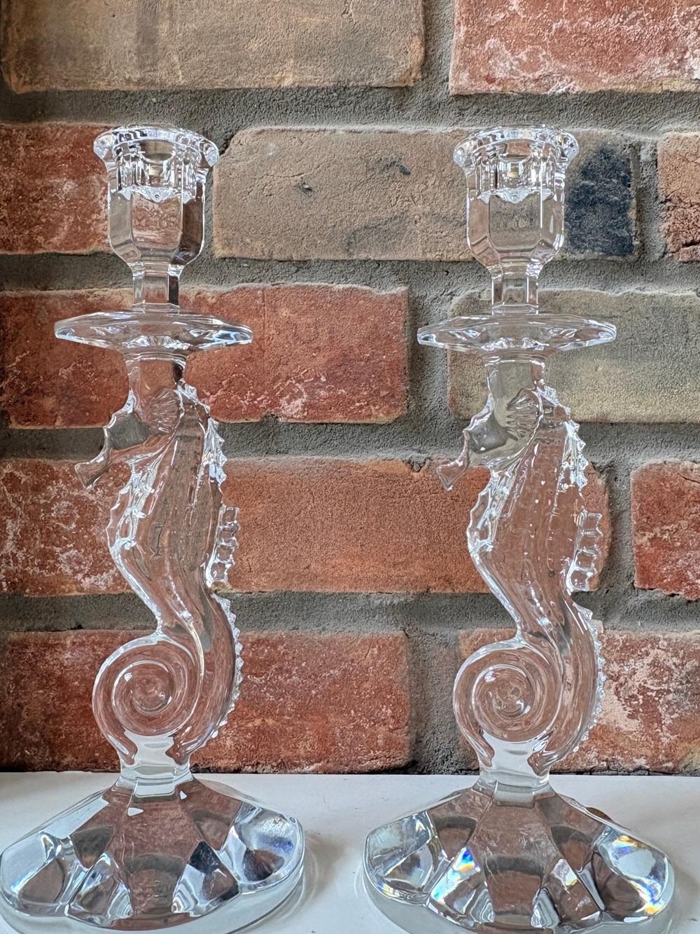 Waterford Crystal Seahorse Candlestick Pair